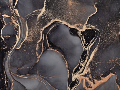 Fototapete Schwarz-goldene flüssige Kunst