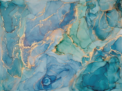 Fototapete Blauer Marmor, flüssig