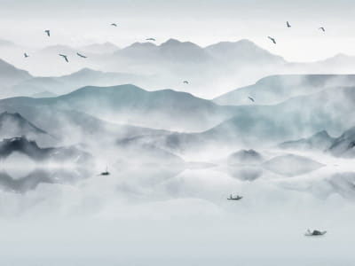 Fototapete Nebelblaue Berge