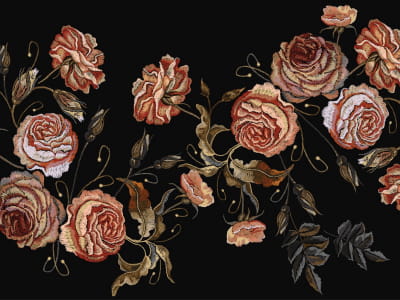 Fototapete Zarte Rosen, Zeichnung