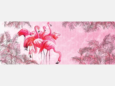 Fototapete Wunderschöne Flamingos, Aquarell