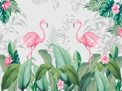 Fototapete Flamingogärten