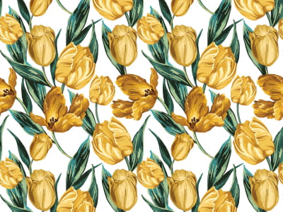 Fototapete Gelbe Tulpen, Zeichnung