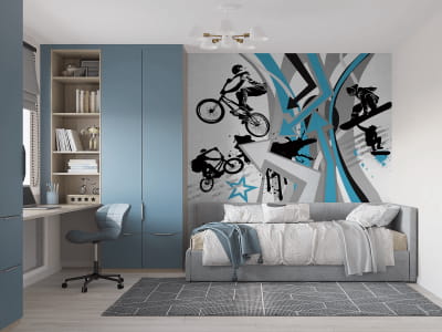 Fototapete Schwarzes und blaues Graffiti