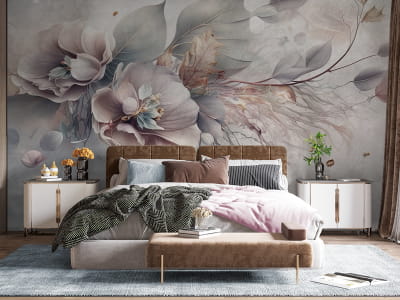 Fototapete Elegante Blumen auf hellem Hintergrund