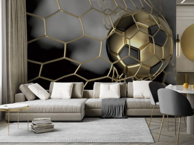 Fototapete Modischer Fußball im Golden Goal