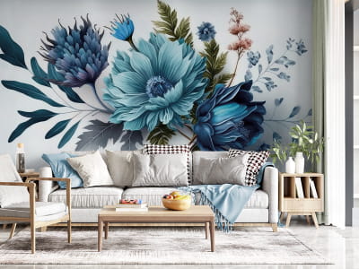 Fototapete Blaue Blumen im Hintergrund