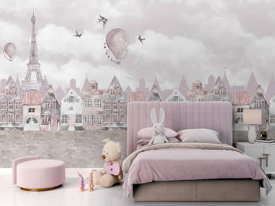 Fototapete Märchenhaftes rosa Haus