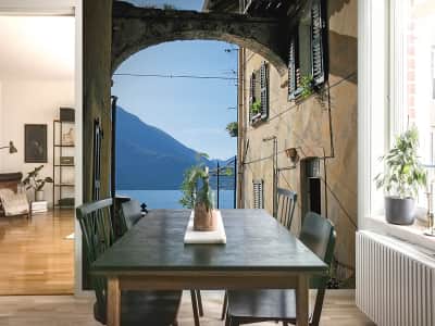 Fototapete Balkon mit Bergblick