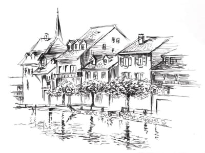 Fototapete Stadthäuser zeichnen