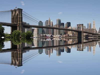 Fototapete Spiegelung der Brücke im Wasser
