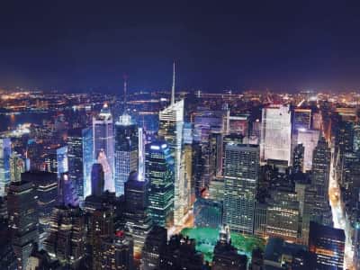 Fototapete Panorama von Manhattan bei Nacht