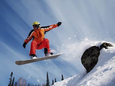 Fototapete Erfahrener Snowboarder