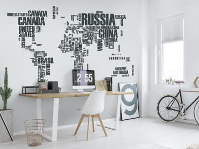 Fototapete Wortkarte der Welt