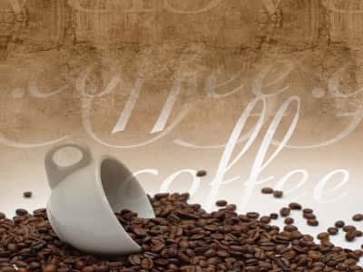 Fototapete Tasse und Kaffeebohnen