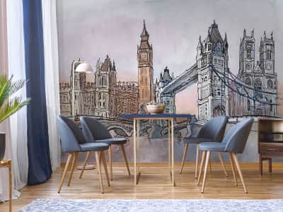Fototapete Londoner Zeichnung