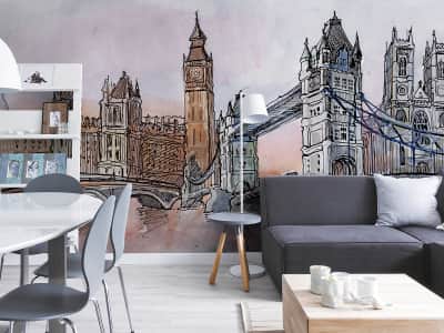 Fototapete Londoner Zeichnung