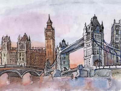 Fototapete Londoner Zeichnung