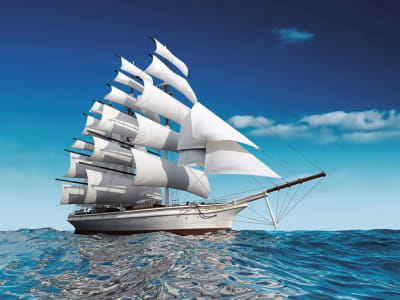 Fototapete Schiff mit weißen Segeln