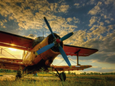 Fototapete Flugzeug-Sonnenuntergang