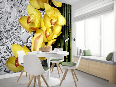 Fototapete Orchidee und Bambus