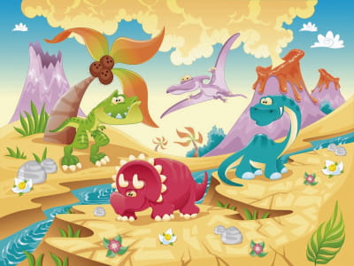 Fototapete Lustige Dinosaurier