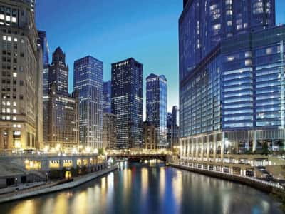 Fototapete Morgendämmerung in Chicago