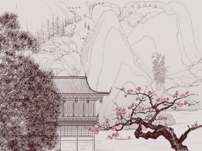 Fototapete Malerische Sakura
