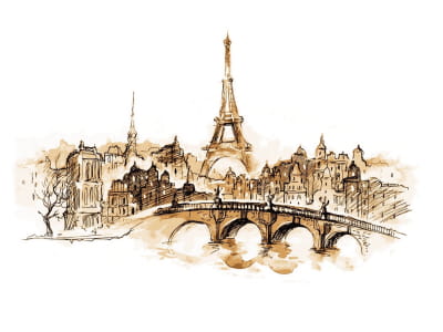 Fototapete Pariser Aquarell