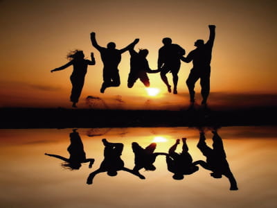 Fototapete Freunde-Silhouetten 