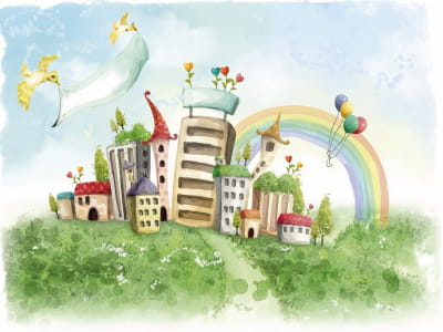 Fototapete Märchenhafte kleine Stadt