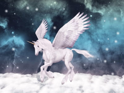 Fototapete Geflügeltes Einhorn