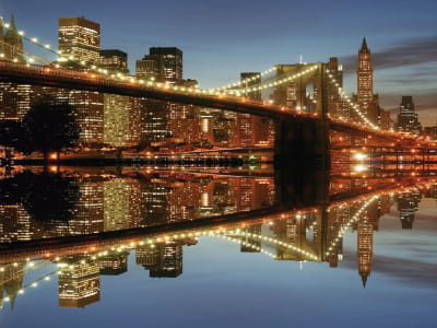 Fototapete Brooklyn Bridge bei Nacht