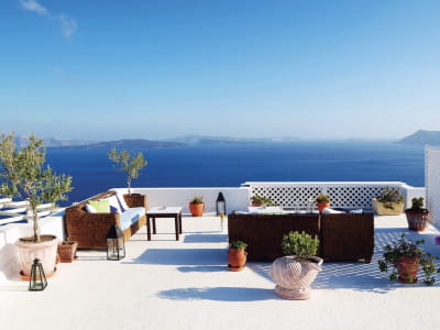 Fototapete Terrasse mit Meerblick