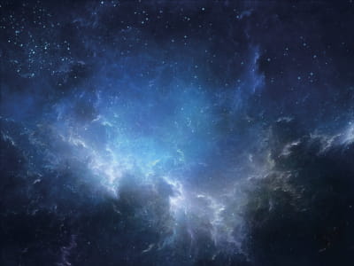 Fototapete Blauer Weltraumnebel