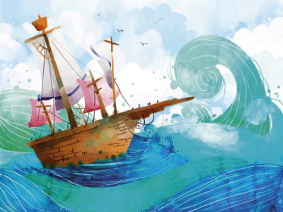 Fototapete Schiff auf den Wellen