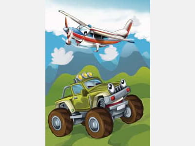 Fototapete Flugzeug und Auto