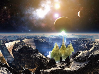 Fototapete Weltraumstadt