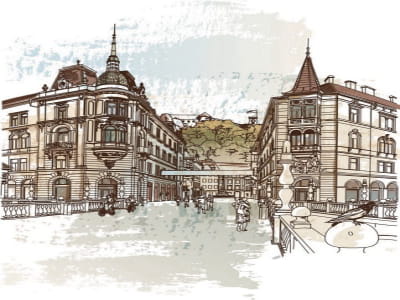 Fototapete Stadt in Europa zeichnen