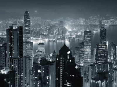 Fototapete Schwarz-weißes Hongkong