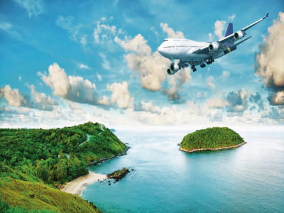 Fototapete Flugzeug über den Inseln