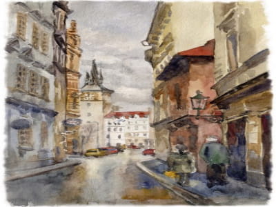 Fototapete Aquarellstadt