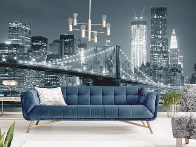 Fototapete Brooklyn Bridge schwarz und weiß