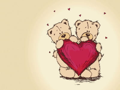 Fototapete Teddybären mit Herzen