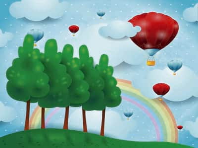 Fototapete Luftballons und Regenbogen