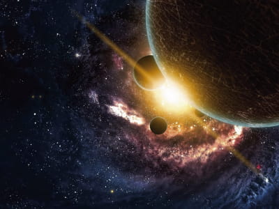 Fototapete Planeten und Sonne