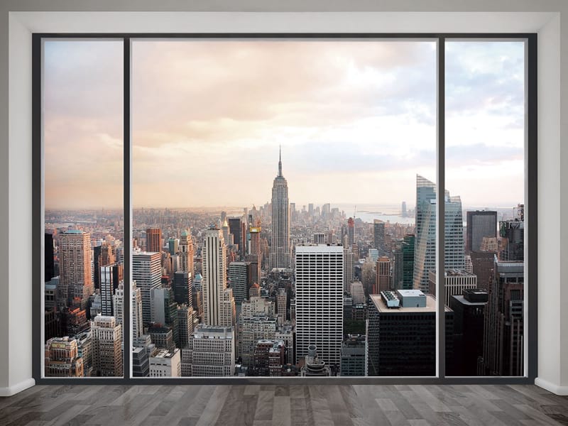 Fototapeta Blick aus dem Fenster auf die Stadt