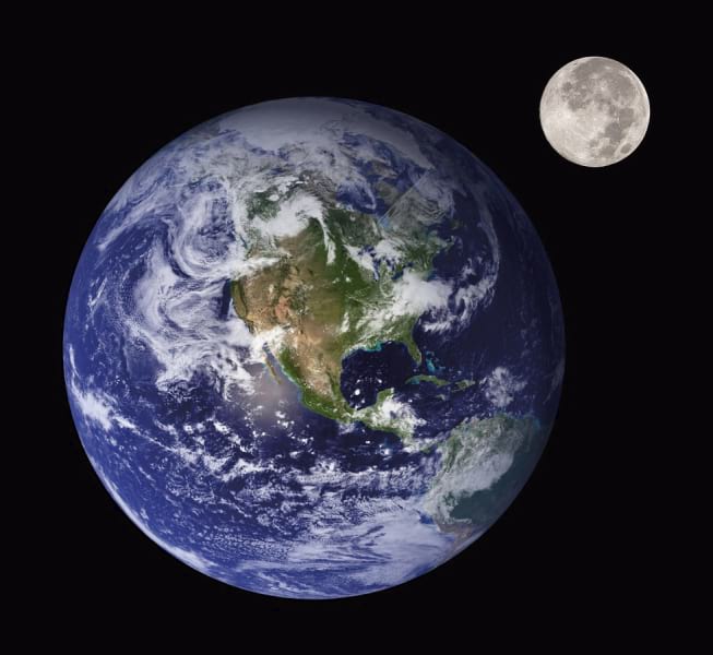 Fototapeta Planet Erde und Mond