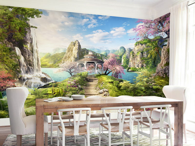 Fototapeta Pavillon in der Ferne we wnętrzu kuchni