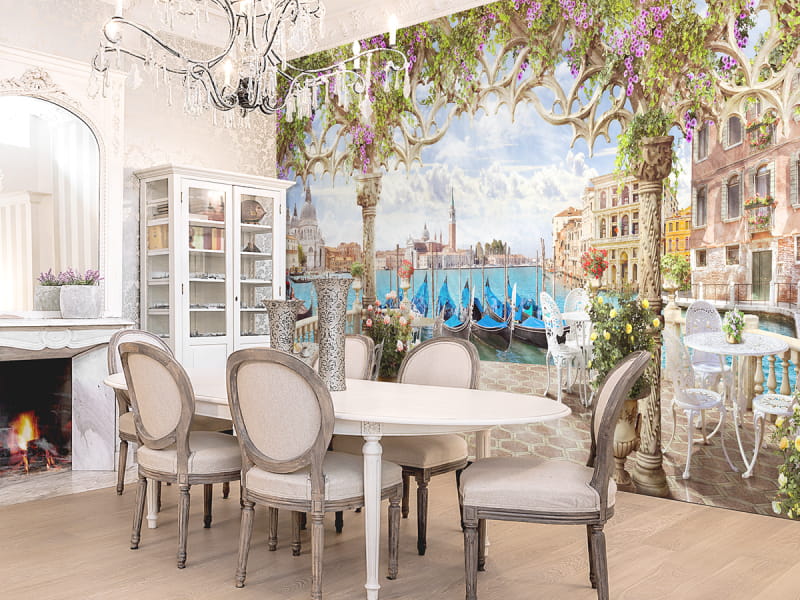 Fototapeta Veranda mit Blumen we wnętrzu kuchni